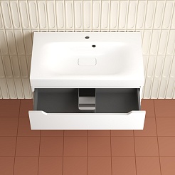 Style Line Тумба с раковиной Остин 80 подвесная белая матовая – фотография-5